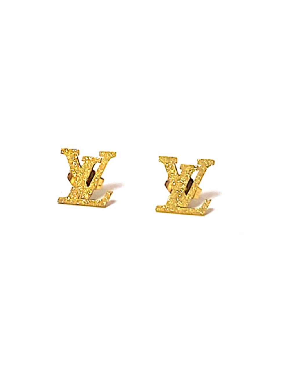 Gold "Matte Sparkle" LV Earrings